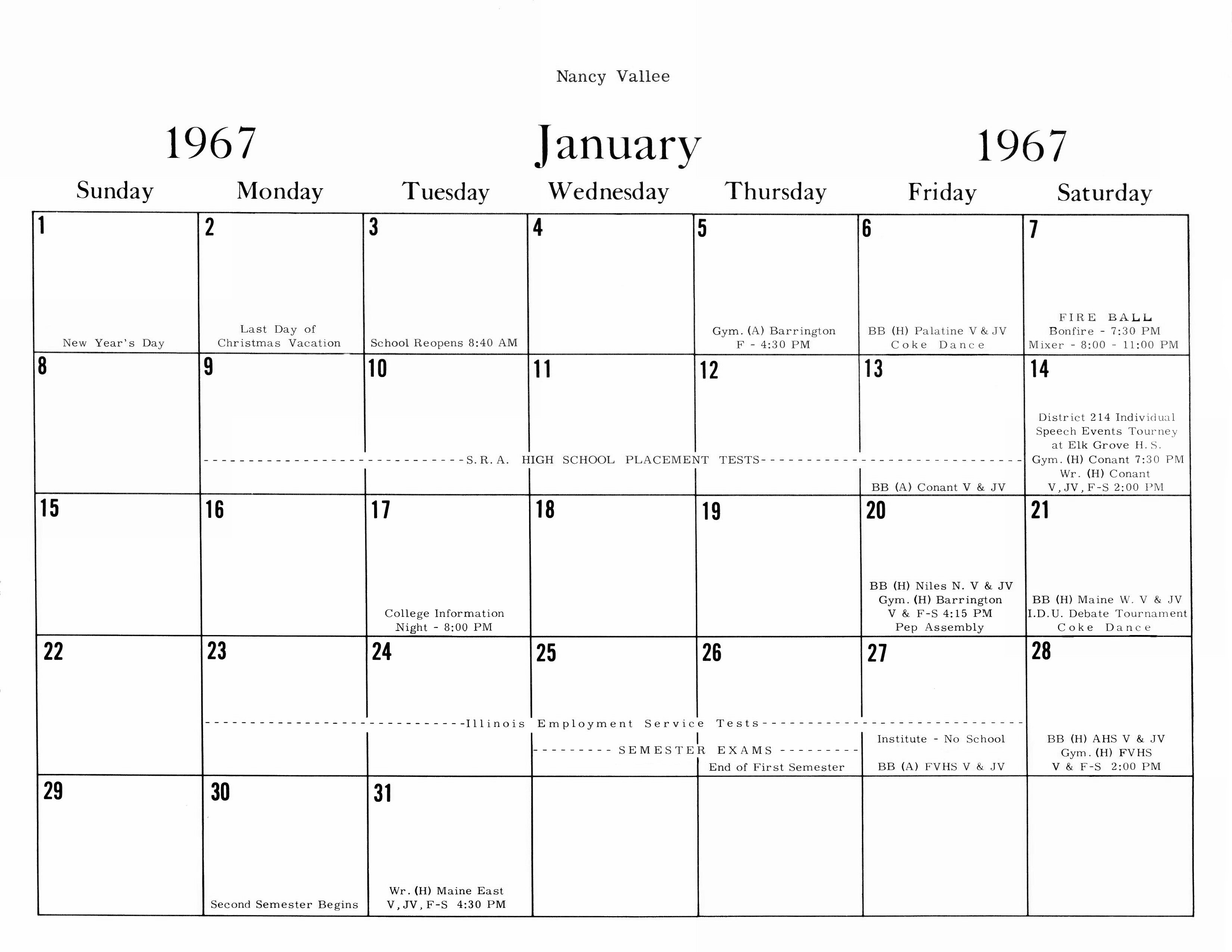 19661967 WHS School Calendar